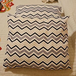 Pair of black, gray & white Chevron print throw pillows